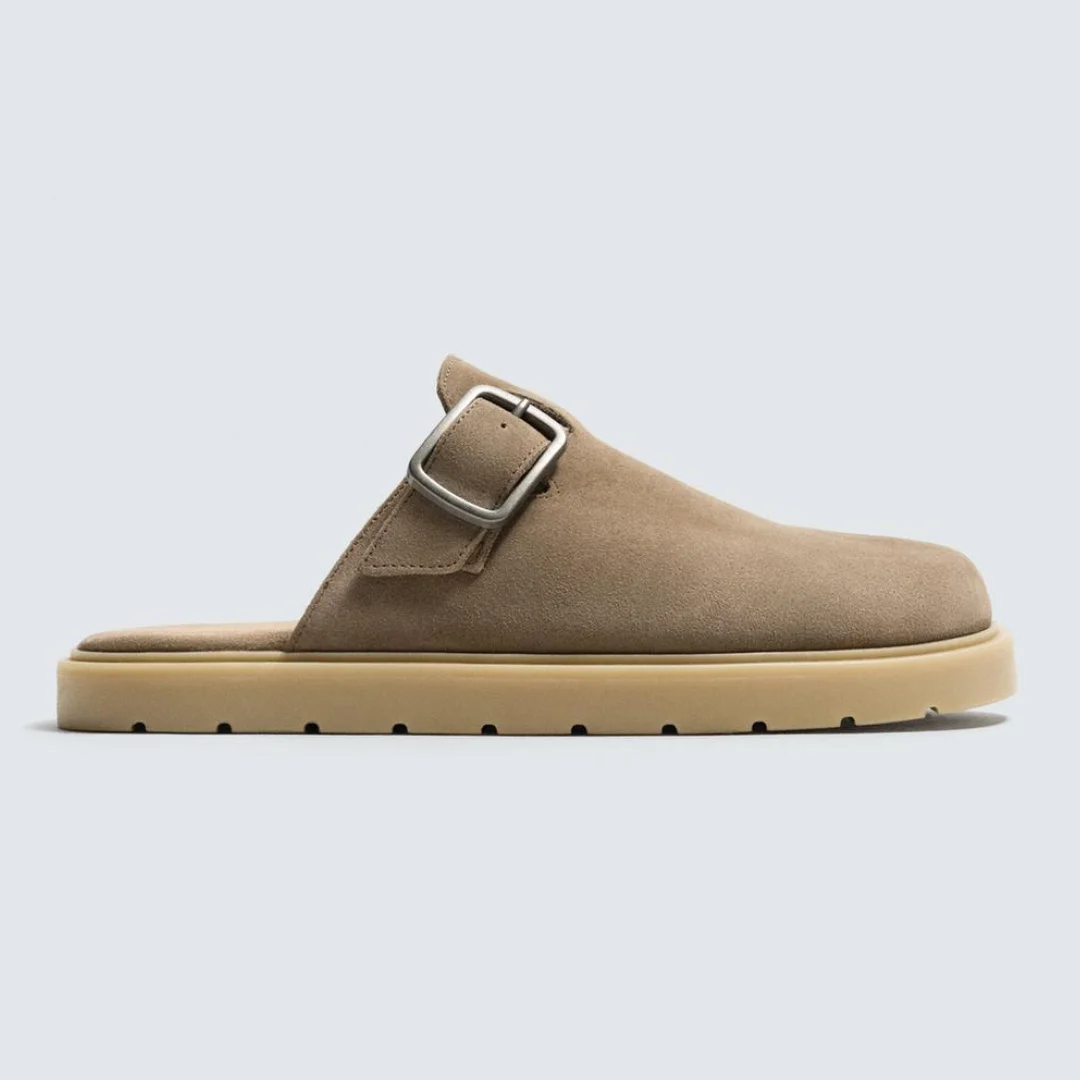 Best High-Street Birkenstock Boston Alternative: Zara Leather Buckle Clogs